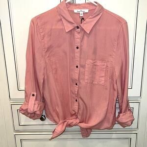 BNWT Love Tree tencel button up tie shirt